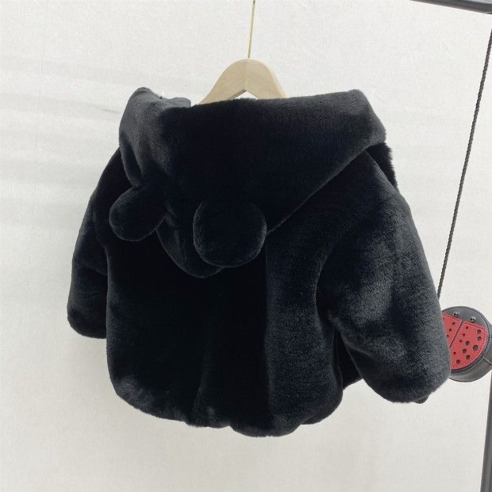 Black Faux Fur Hooded Jacket